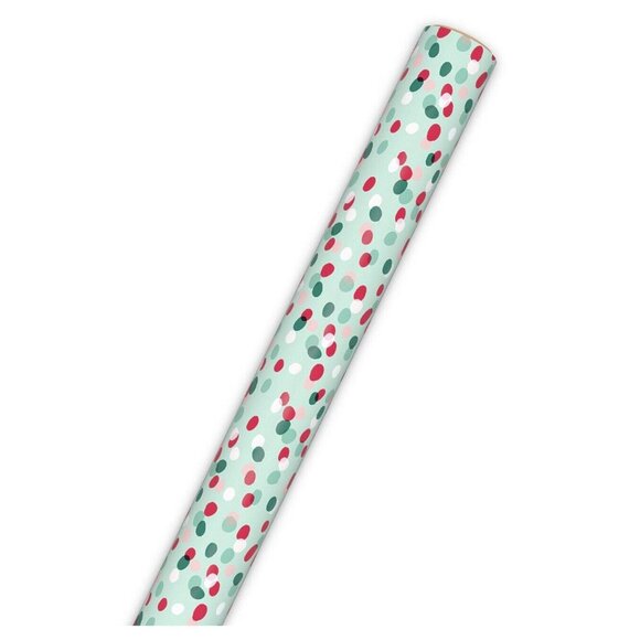 Hallmark Dots On Green Peppermint Scented Paper Roll Wrapping Paper 20 sq ft Hol - Picture 4 of 4